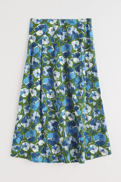 Seasalt Women's Swallow Hill Printed A-Line Skirt In Paper Hellebores Forest Green