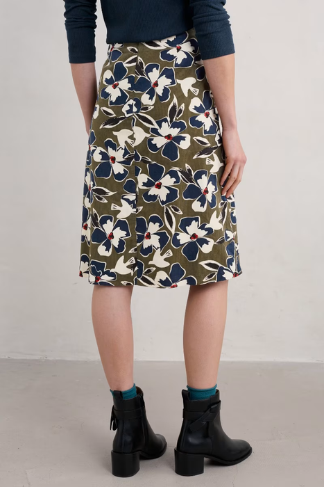 Seasalt Women's Forest View Skirt In Bird Flower Dark Seagrass