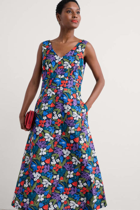 Seasalt Women's Sky Beyond Sleeveless V-Neck Dress In Crayon Floral Maritime