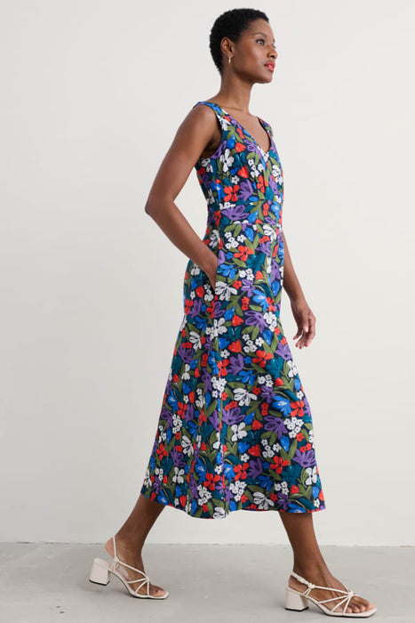 Seasalt Women's Sky Beyond Sleeveless V-Neck Dress In Crayon Floral Maritime