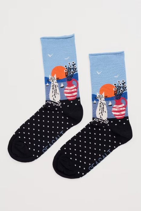 Seasalt Women's Arty Organic Cotton Socks In Coastal Cat Onyx