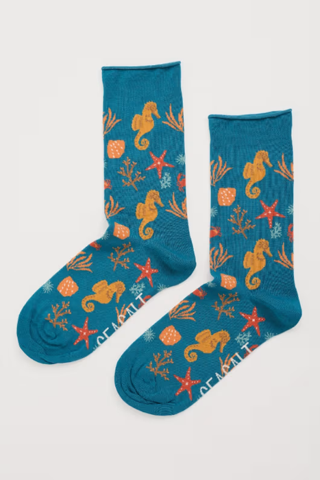 Seasalt Women's Arty Organic Cotton Socks In Starfish Sea Poseidon