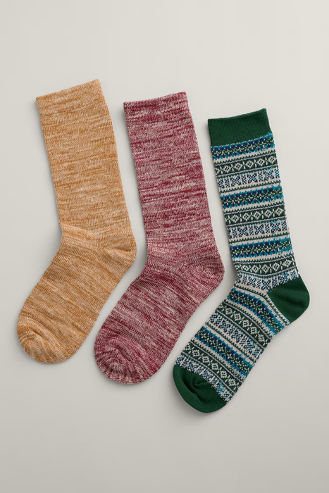 Seasalt Women's Gift Box of 3 Fair Isle Women's Bloomin Good Socks In Landmark Mix