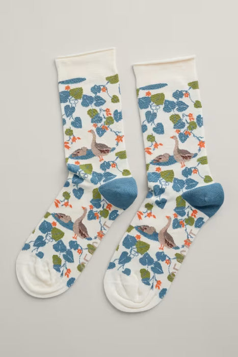 Seasalt Women's Arty Socks In Leafy Shade Chalk