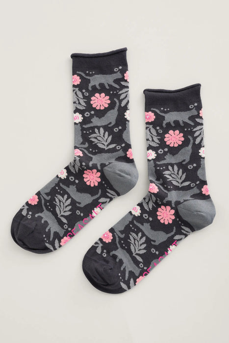Seasalt Women's Arty Organic Cotton Socks - Campanula Nickel