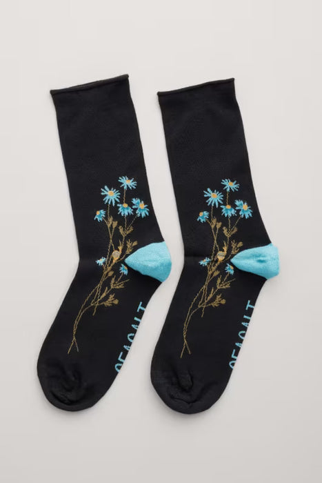 Seasalt Women's Arty Socks In Daisy Path Onyx