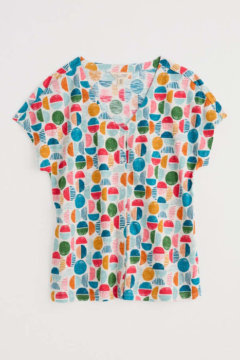 Seasalt Women's Studio Glass V-neck Jersey Top In Stacked Buoys Mix
