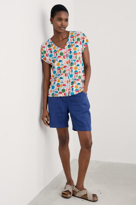 Seasalt Women's Studio Glass V-neck Jersey Top In Stacked Buoys Mix