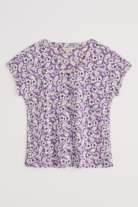 Seasalt Women's Studio Glass V-neck Jersey Top In Winsome Floral Pansy