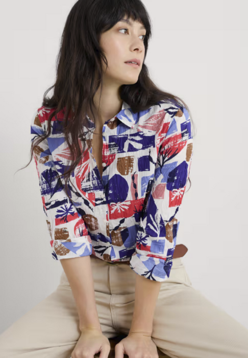 Seasalt Women's Larissa Shirt in GOTS-Certified Organic Cotton In Marine Forms Chalk