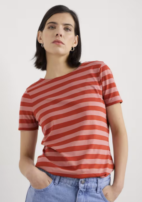 Seasalt Women's Sailor T-Shirt in GOTS-Certified Organic Cotton Jersey In Cornish Rose Dew Dark Cinnamon