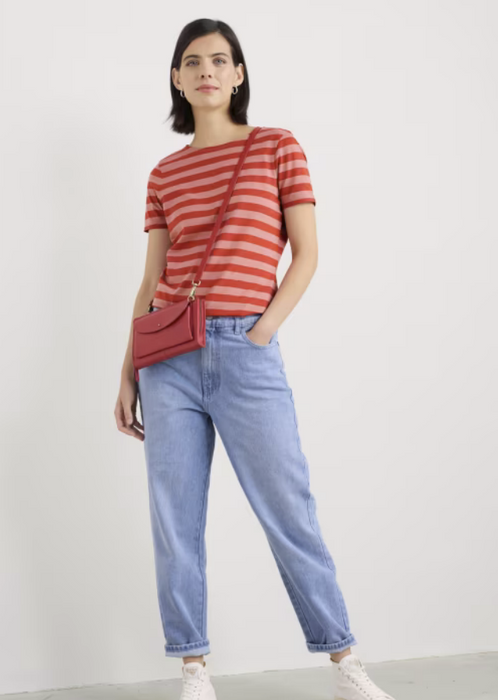 Seasalt Women's Sailor T-Shirt in GOTS-Certified Organic Cotton Jersey In Cornish Rose Dew Dark Cinnamon