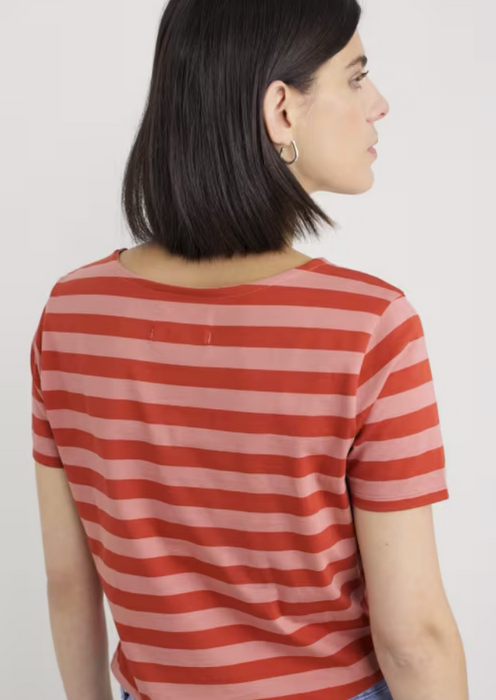 Seasalt Women's Sailor T-Shirt in GOTS-Certified Organic Cotton Jersey In Cornish Rose Dew Dark Cinnamon