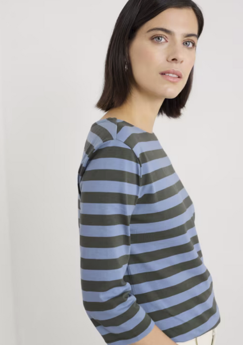 Seasalt Women's Sailor 3/4 Sleeve Top Organic Cotton Jersey In Cornish Nori