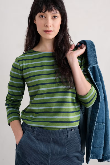 Seasalt Women's Sailor Shirt In Duet Breton Grassland