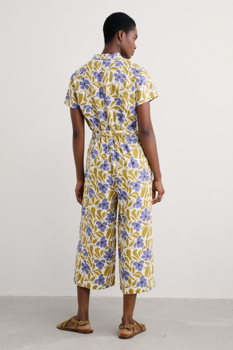 Seasalt Women's Treen Cove Linen Jumpsuit In Leafy Floral Chalk Pear