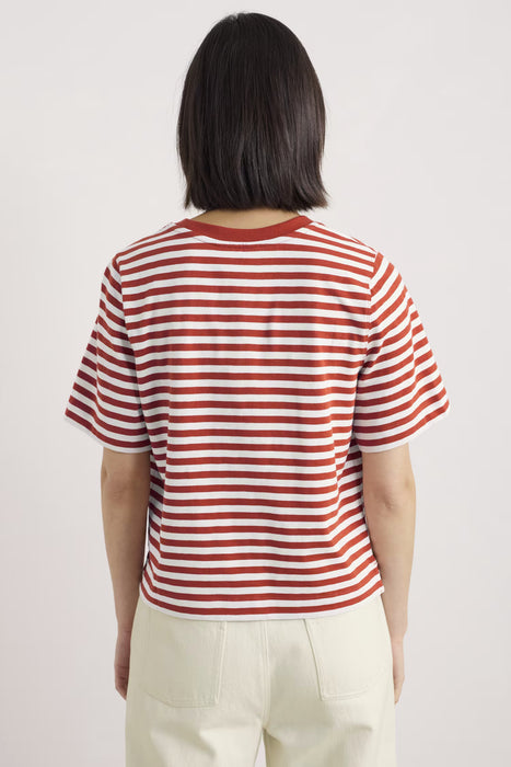 Seasalt Women's Copseland Striped Organic Cotton T-Shirt In Mini Cornish Chalk Dark Cinnamon