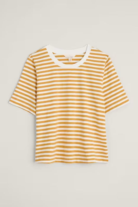 Seasalt Women's Copseland Striped Organic Cotton T-Shirt - Mini Cornish Honeydew Chalk
