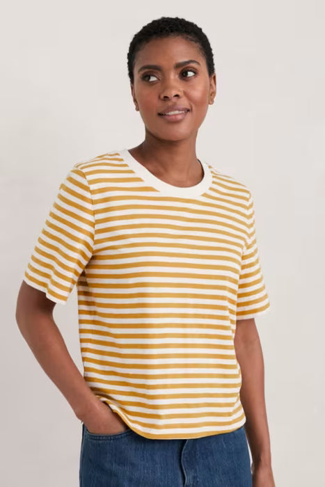 Seasalt Women's Copseland Striped Organic Cotton T-Shirt - Mini Cornish Honeydew Chalk