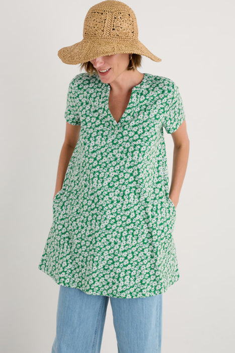 Seasalt Women's Wreathe Short Sleeve Jersey Tunic In Screenprint Daisy Island