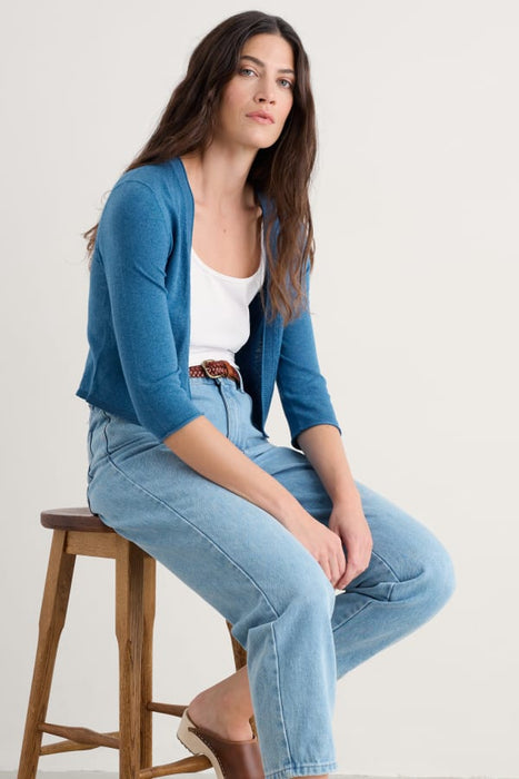 Seasalt Women's Vanessa Knitted Cardigan in GOTS-Certified Organic Cotton In Sailor