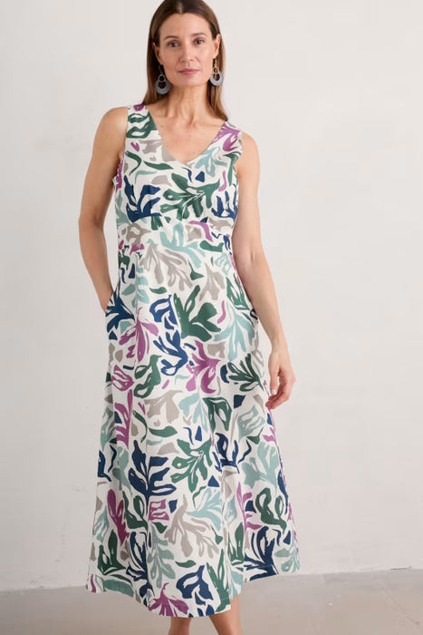 Seasalt Women's Sky Beyond Sleeveless V-Neck Dress - Sea Frond Chalk