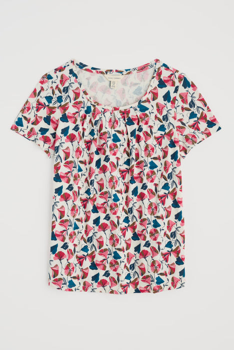 Seasalt Women's Appletree Keyhole Detail T-Shirt In Parasol Floral Chalk