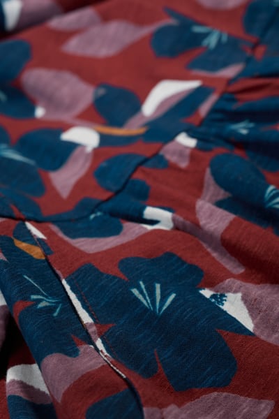 Seasalt Women's Enor 3/4 Sleeve Dress In Macro Flower Burgundy