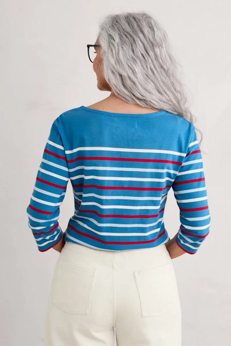 Seasalt Women's Sailor Top In Falmouth Tri Breton Sailboats