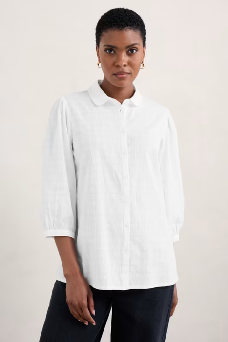 Crew Clothing Women's  Hope Cottage Organic Cotton Check Blouse In Salt