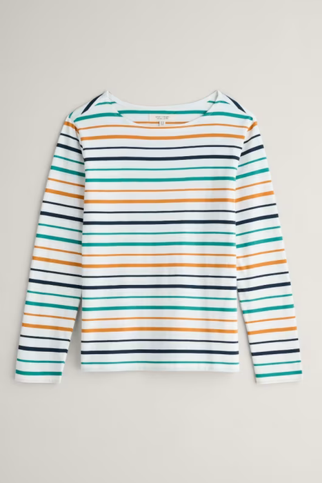 Seasalt Women's Sailor Shirt In Tri Shore Chalk Rockpool