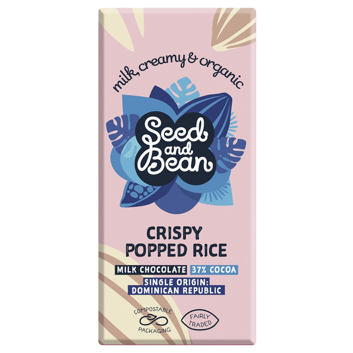 Seed & Bean 37% Rich Milk Chocolate Bar With Popped Rice