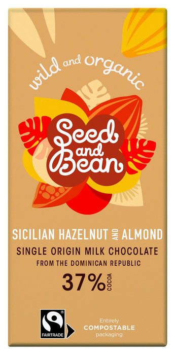 Seed & Bean 37% Rich Milk Chocolate Bar with Hazelnut & Almond