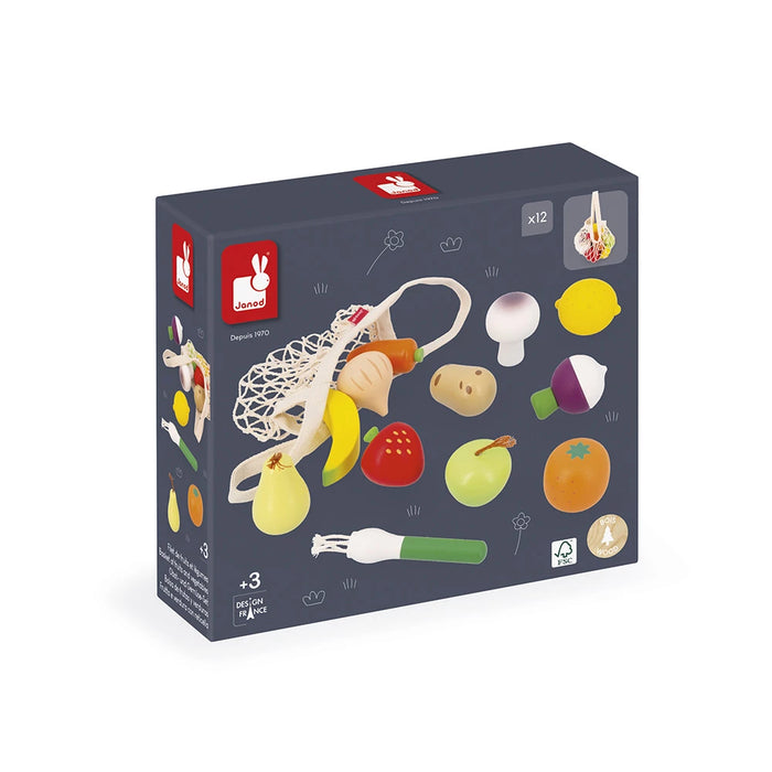 Juratoys Set Of 12 Fruits And Vegetables In Net