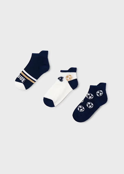 Mayoral Mini Boys Set Of 3 Football Print Socks