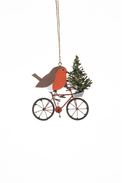 Shoeless Joe Robin On A Bike Hanging Decoration