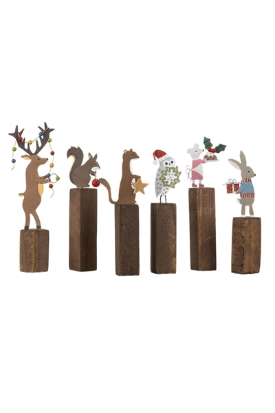 Shoeless Joe Festive Woodland Animal On Posts Christmas Ornament