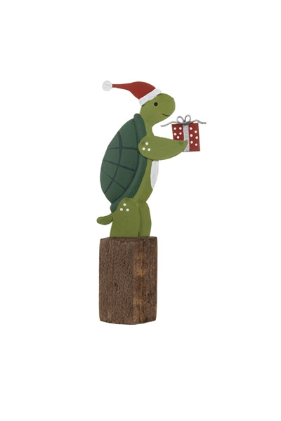 Shoeless Joe Festive Tabitha Tortoise On Post Christmas Ornament