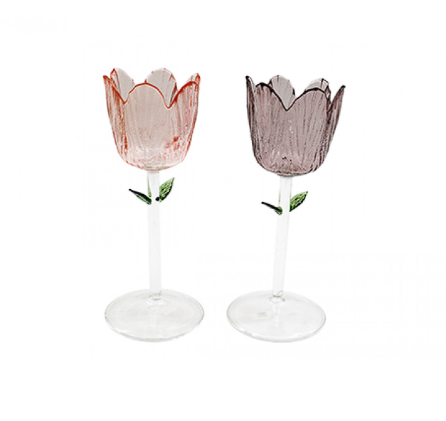 Sifcon Glass Tulip Tealight Holder