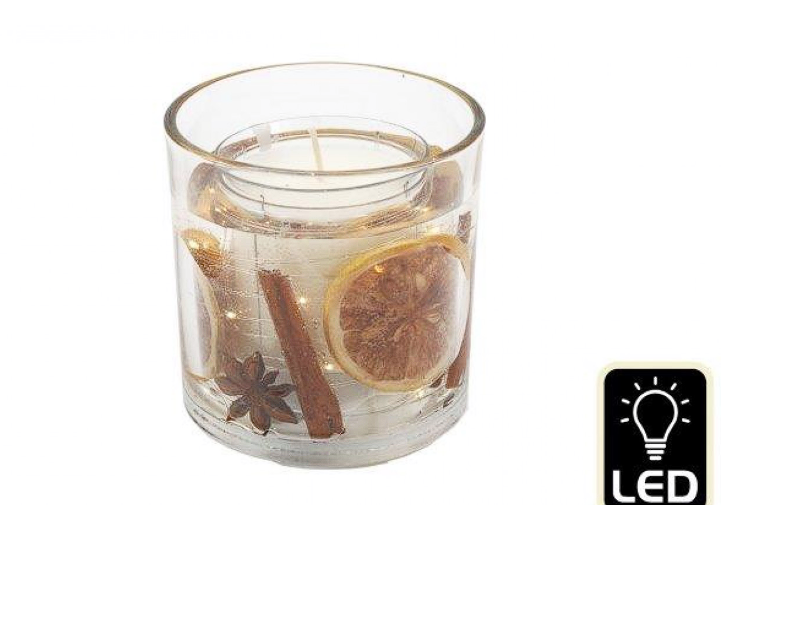 Sifcon LED Glass Festive Fruit Gel Candle 10x10cm