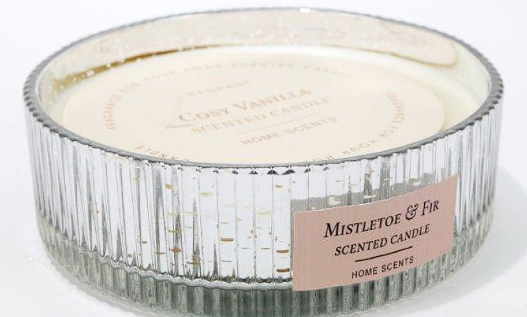 Sifcon Christmas Silver Embossed Glass Candle