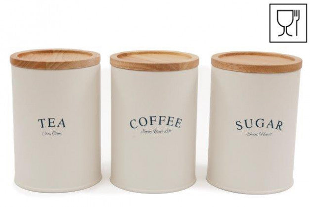 Sifcon Tea, Coffee And Sugar With Wooden Lid