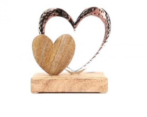 Sifcon Double Heart On Wooden Base Ornament