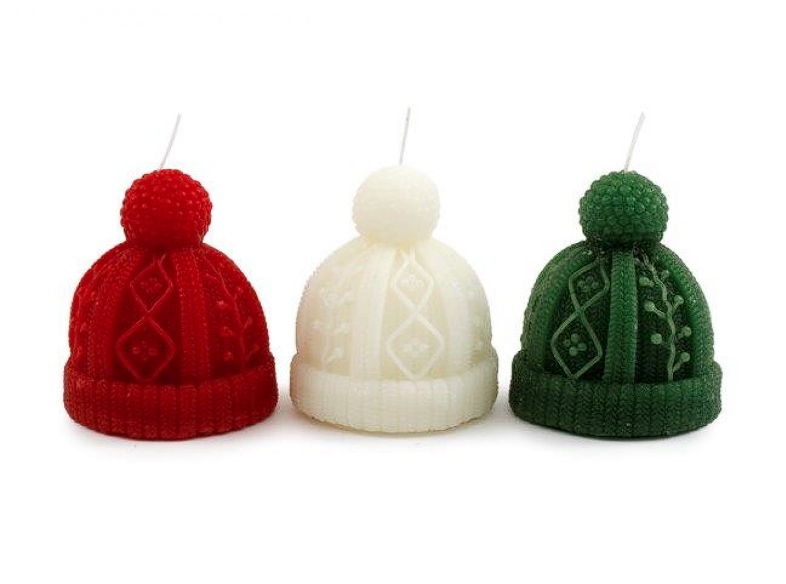 Sifcon Christmas Bobble Hat Shape Candle 9.5cm