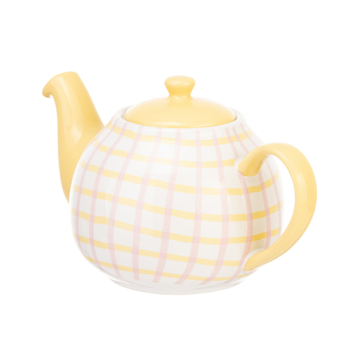 Siip Gingham 6 Cup Pink Teapot