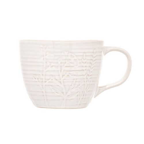 Siip Leaf Embossed White Mug