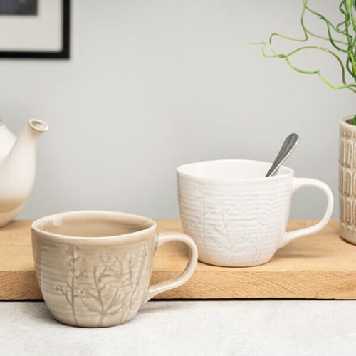 Siip Leaf Embossed White Mug