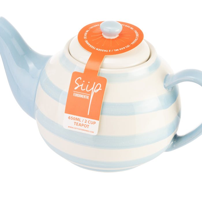 Siip Wide Horizontal Stripe 2 Cup Blue Teapot