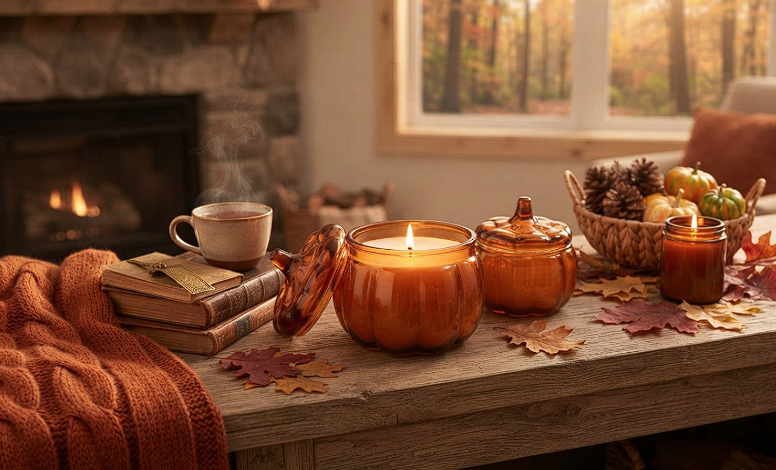 Sil Glass Pumpkin Candle Pot