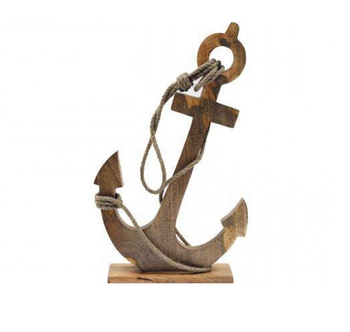 Sifcon Seashore Mango Wood Anchor Ornament